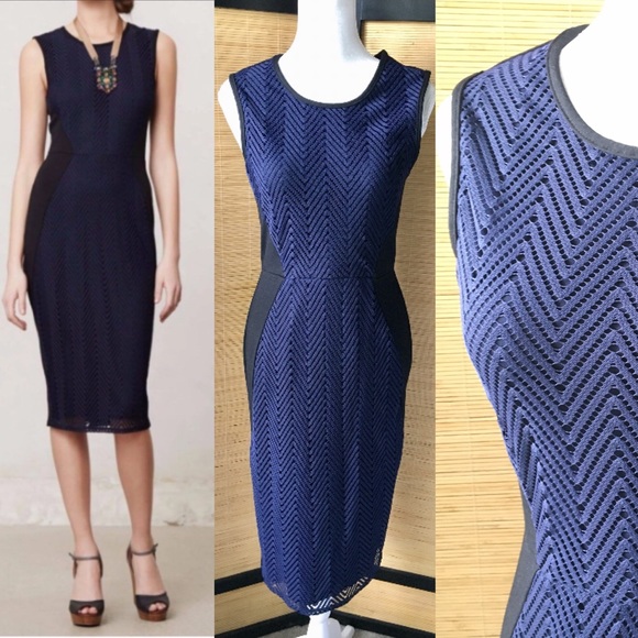 Anthropologie Dresses & Skirts - Anthro Navy Lace Black Midi Dress